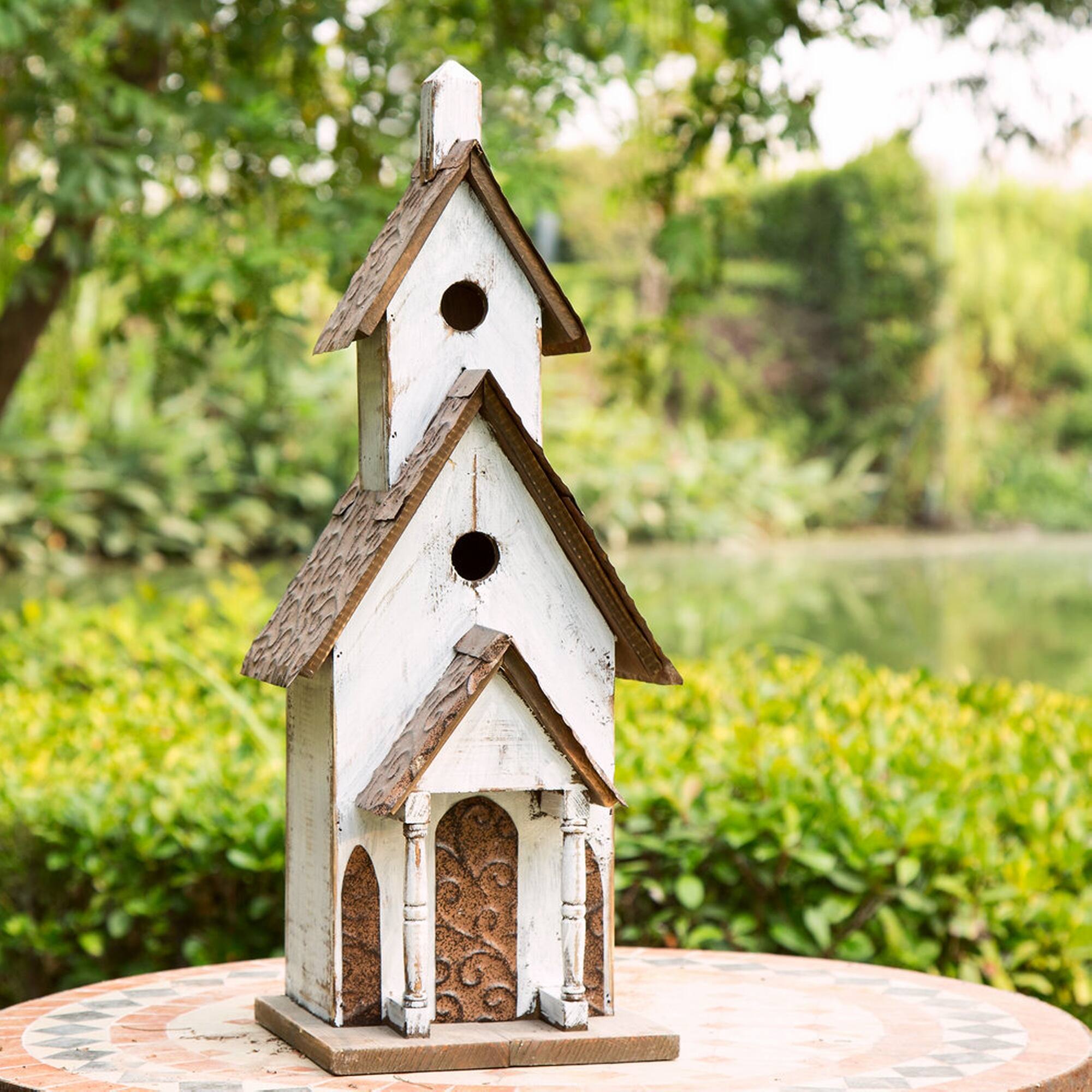 Glitzhome® 23.62" Extra-Large Rustic Wooden Birdhouse